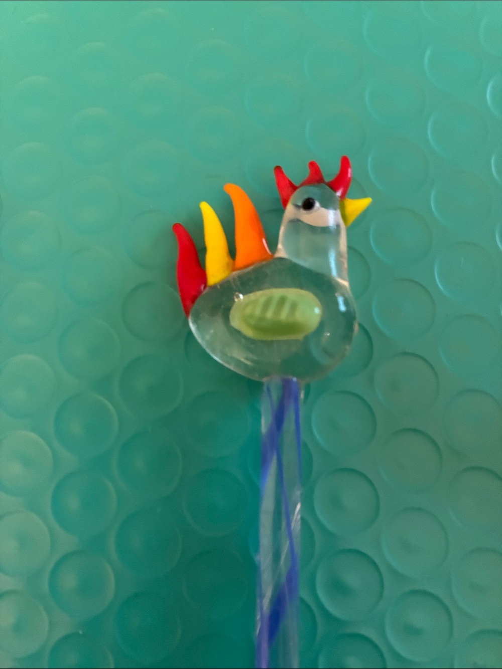 Colorful Glass Rooster drink stirrers— Set of 3 - Picture 3 of 4